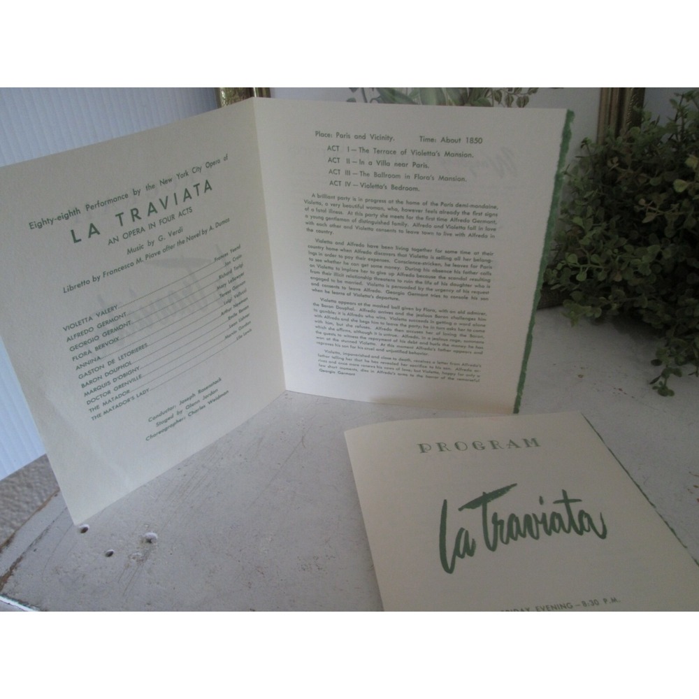 2 Vintage La Traviata‎ Symphony Orchestra Opera Wurzburg Paper Programs 1954